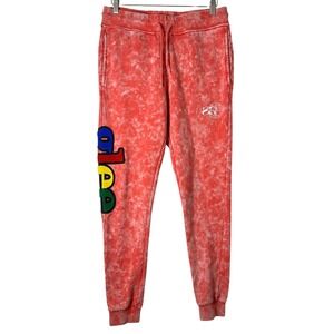 Sniper Gang Kodak Black Glee Men Red Acid Wash Tie Dye Joggers Logo Sweatpants M